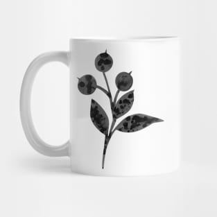 Hand drawn watercolor illustration with blueberries and leaves isolated on white. Perfect for greeting cards, postcards, logo, textile, fabric, packaging, wrapping paper and other design. Mug